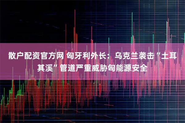 散户配资官方网 匈牙利外长：乌克兰袭击“土耳其溪”管道严重威胁匈能源安全